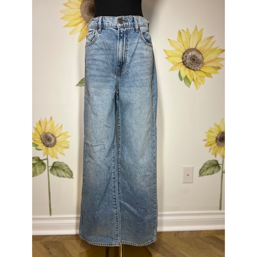 High-Rise Light Blue Wide Leg Jeans - Women's Flare & Wide Leg